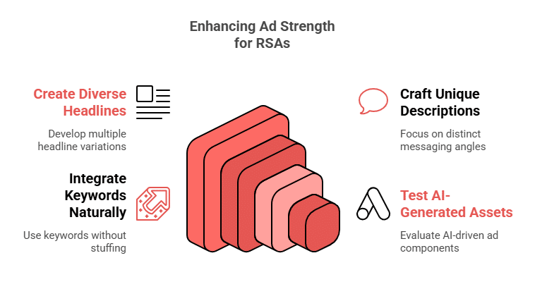 how to improve ad strength in google responsive search ads