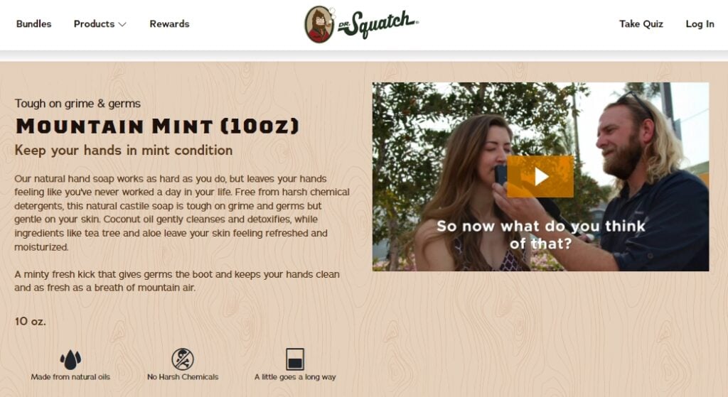 Example of eCommerce product descriptions