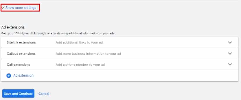 Google Ads ad extensions