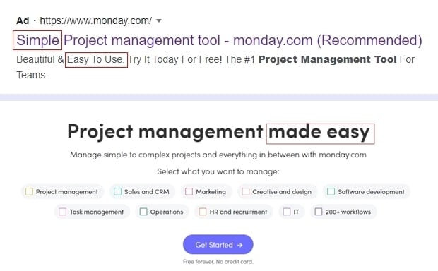 Matching Google Ads copy and landing pages
