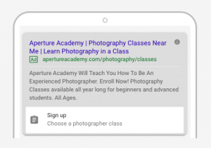 example of a google ad with lead form extension enabled