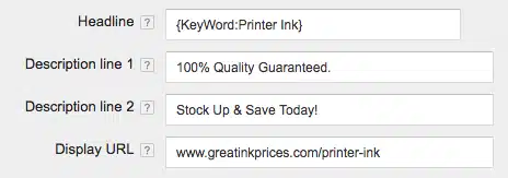 an example of Google Ads dynamic keyword insertion