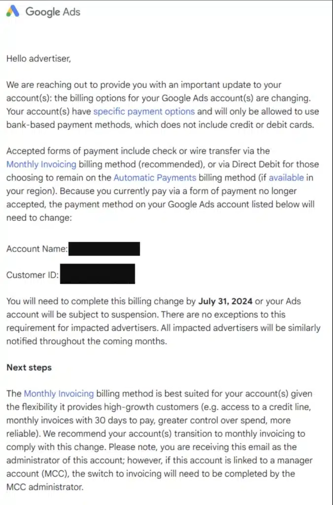 google ads news june 2024 about changing billing