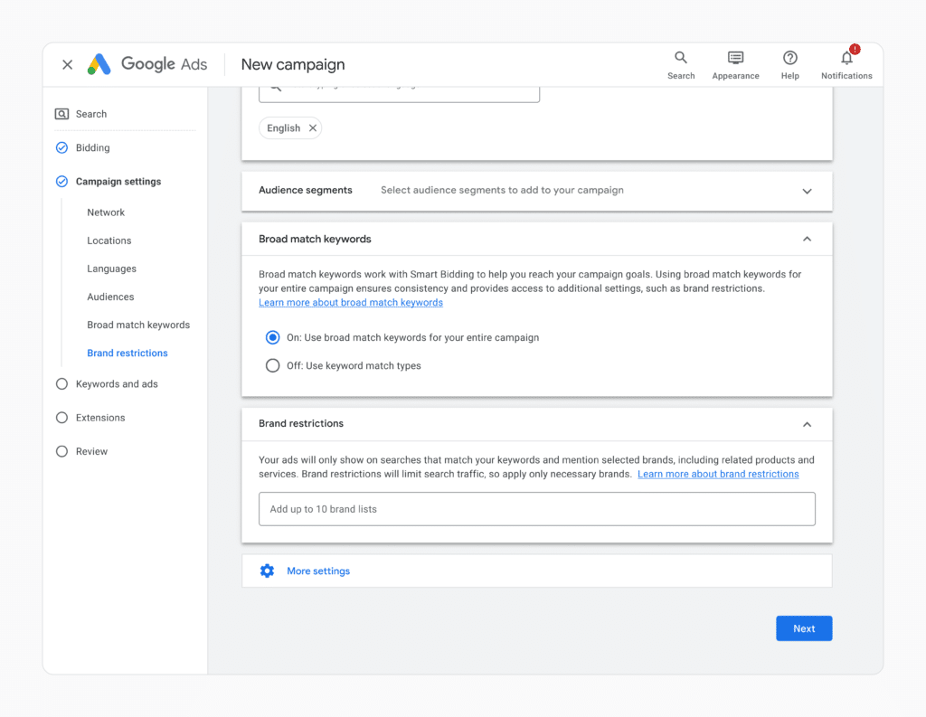 brand restrictions and negative keywords in google ads