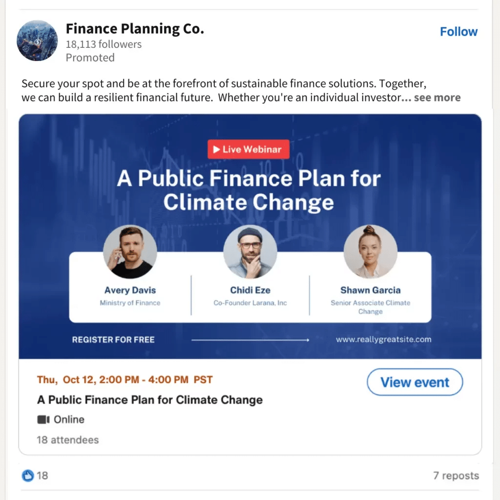 An example of LinkedIn event ads