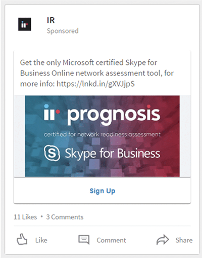 An example of LinkedIn lead gen form ads