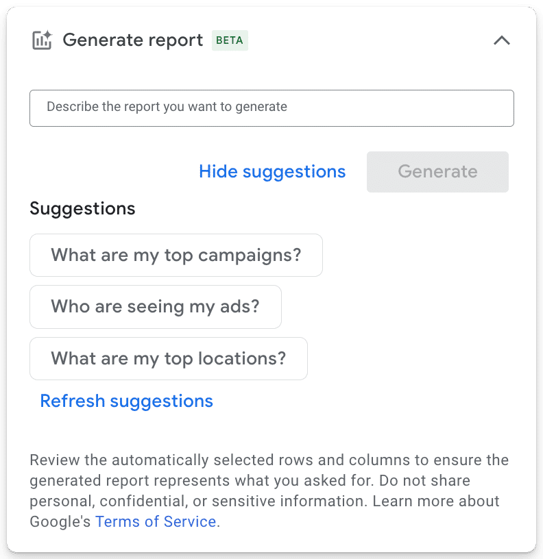 Google Ads AI-powered reporting tool