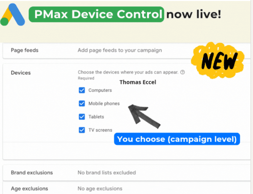 Big Google Ads news includes Performance Max getting device targeting control 