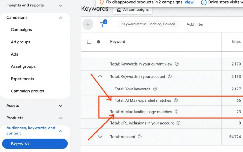 Google Ads AI Max reporting