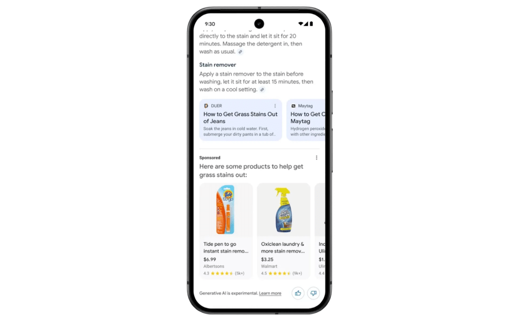 an example of google ads in AI overviews