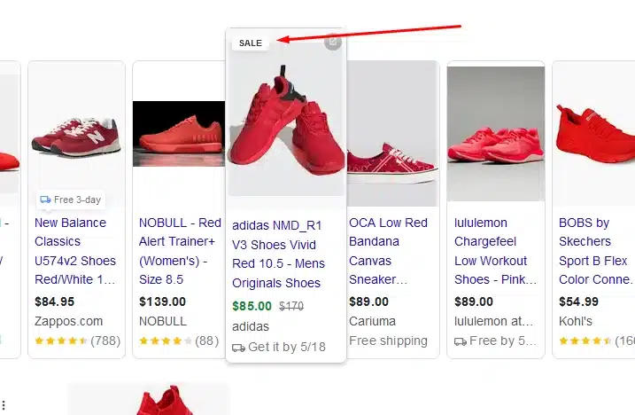 example of google shopping sale annotations